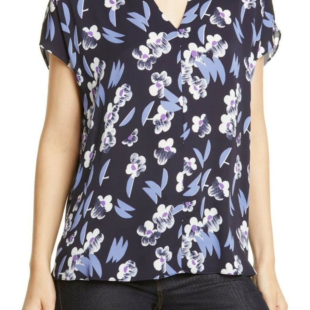 NWT $199 Lewit Womens Blouse Floral Purple PC79